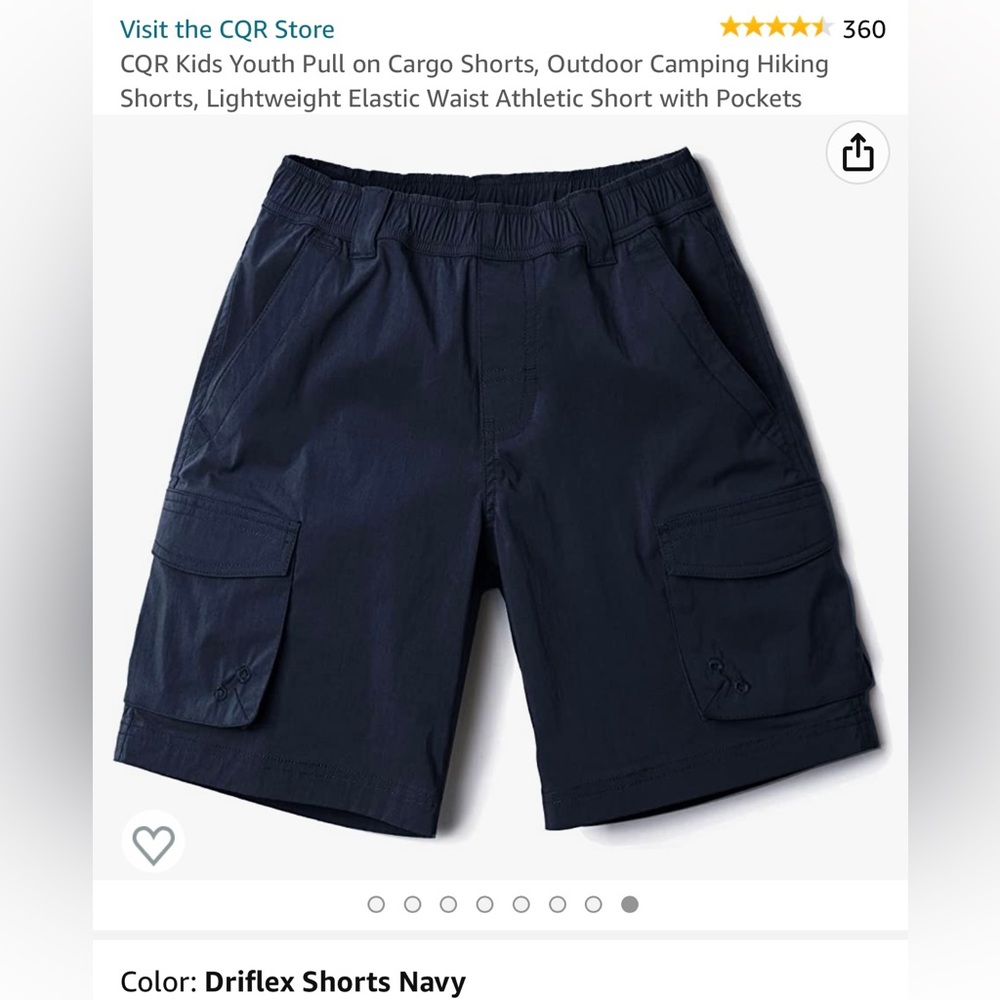 NWT L Boys Navy Blue Quick Dry Cargo Shorts